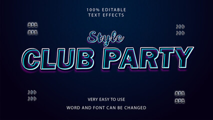 Premium Club Party Editable Text Effect 3d style
