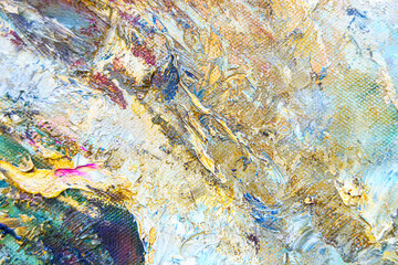 Colorful abstract oil painting art background. Texture of canvas and oil.