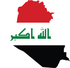 Iraq flag on map on transparent  background