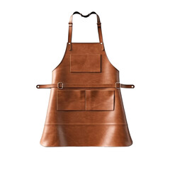 Brown leather apron isolated on transparent background