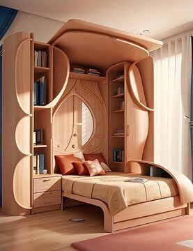 Modern Very Comfortable Bed Room Design With Small Library