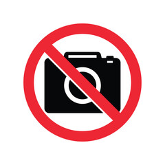 No Photography Sign, Do Not Capture Photo, Red Signal For Photographer, Restricted Area, No Camera Icon, No Video Recording, Vector Illustration