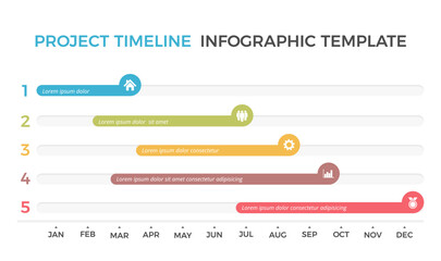 Gantt chart, project timeline with five stages, infographic template, vector eps10 illustration