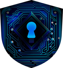 Closed Padlock on digital background, cyber security