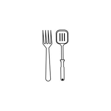 spoon and spatula icon design template