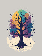 a colorful tree with a lot of leaves on it illustration