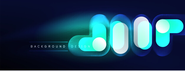 Fototapeta premium Glowing round shapes abstract background. Template for wallpaper, banner, presentation, background