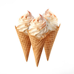 Isolated ice cream cones on transparent background