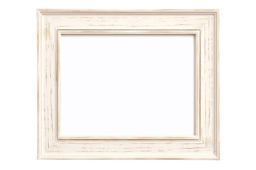 Fototapeta premium Mockup light wooden frame isolated on white background with empty space for image. Artwork template for painting, photo or poster. 