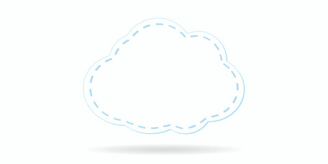 A cloud stitched with blue threads. Suitable for use as a design element. Vector illustration.