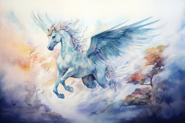 Watercolor Masterpiece Captures Pegasus In Ethereal Beauty
