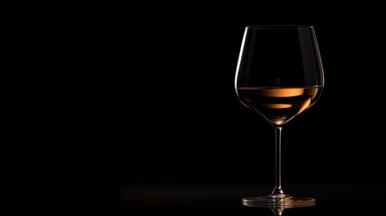  a glass of wine on a black background with a reflection.  generative ai