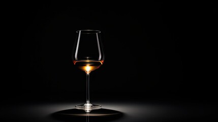  a glass of wine is lit up on a black background.  generative ai