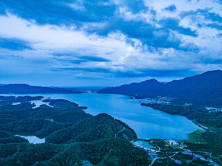 Fototapeta na wymiar blue sky and white clouds,Aerial photography of Qiandao Lake landscape, Hangzhou, China