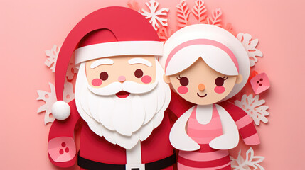 santa claus doll pastel color all made by Paper Art with Xmas concept
