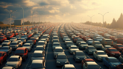 Istanbul view from air shows us traffic jam