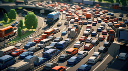 Istanbul view from air shows us traffic jam - obrazy, fototapety, plakaty