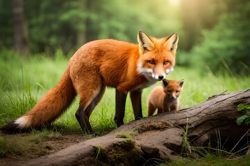Fototapeta premium red fox in the wild generated Ai