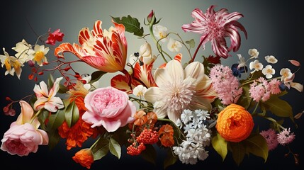  a bunch of flowers that are sitting on a table together.  generative ai