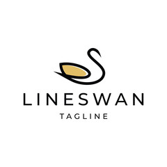 Swan line art logo icon design template