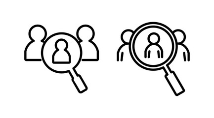 Hiring icon vector. search job vacancy icon. magnifying glass looking for people