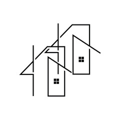 Skyline Logo, Simple Modern Design of Skyscrapers, Vector Cityscape Buildings, Icon Silhouette Illustration