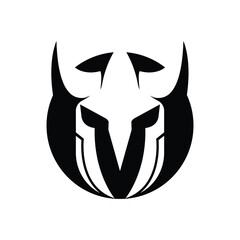 Spartan Logo Design, Vector VIking Guardian Fighter, Simple Greek Warrior Helmet