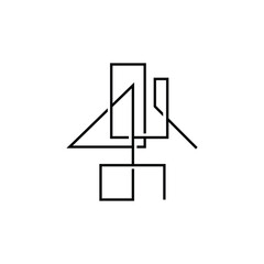 Skyline Logo, Simple Modern Design of Skyscrapers, Vector Cityscape Buildings, Icon Silhouette Illustration