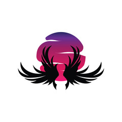 Fototapeta premium Wing Logo Design, Vector Eagle Falcon Wings, Beauty Flying Bird, Illustration Symbol