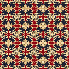 幾何学的で華やかなロココ模様のシームレスイラスト　Generative AI