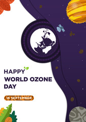 Poster Template Simple Elegant Concept Vector World Ozone Day With Plant Illustration