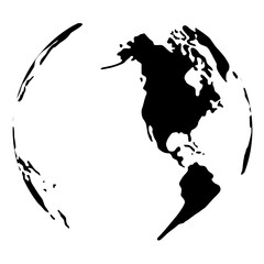 World Map on Globe Silhouette, can use for Icon, Symbol, App, Website, Pictogram, Logo Type, Art Illustration or Graphic Design Element. Format PNG