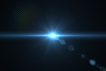 Sun flare on the black background