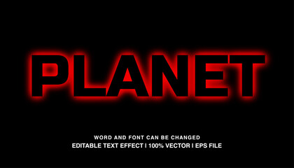 Planet editable text effect template, neon light futuristic typeface, premium vector