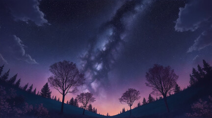 Fototapeta premium Natures creativity shines in starry backdrop illustration. Generative AI.