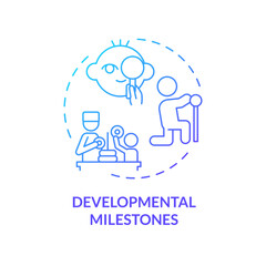 Developmental milestones blue gradient concept icon. Baby development. Physical exam. Pediatric doctor. Baby growth. Infant care abstract idea thin line illustration. Isolated outline drawing