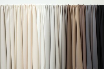 Hanging Fabric Swatches in Pastel Beige Shades, Generative AI