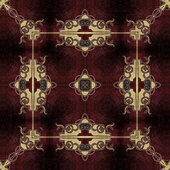 Vintage pattern design for Moroccan textile print. Turkish fashion for floor tiles and carpet. Traditional mystic background design. Arabesque ethnic texture. Geometric stripe ornamental border art
