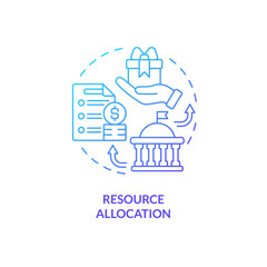 Fototapeta premium Gradient resource allocation icon concept, isolated vector, lobbying government thin line illustration.