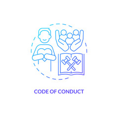 Gradient code of conduct icon concept, isolated vector, lobbying government thin line illustration.