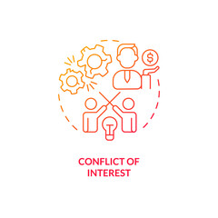Gradient conflict of interest icon concept, isolated vector, lobbying government thin line illustration.