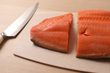 salmon on a cutting board