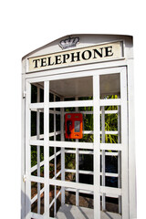 Naklejka premium Classic British white Phone Booth