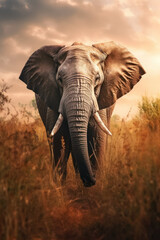 Naklejka na ściany i meble Elephant, Wildlife Photography, Generative AI