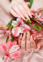 Elegant pastel pink natural manicure.