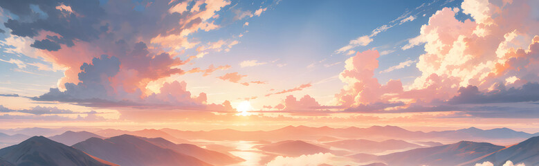 Fototapeta premium 茜色の空と雲