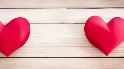 Two hearts sitting on the background. Generative AI.