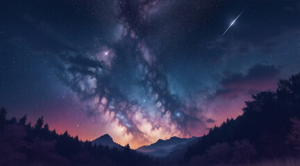 Natures creativity shines in starry backdrop illustration. Generative AI.