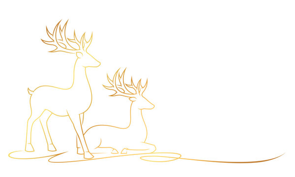recommend clip art: golden deer line art style, christmas element vector eps 10	