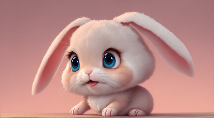 Obraz na płótnie Canvas Cute cartoon bunny. Generative AI.